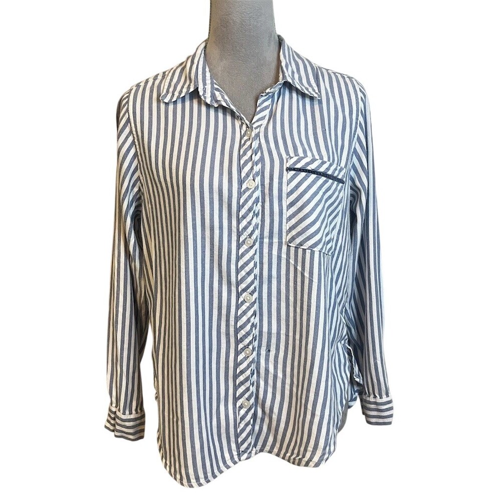 Y2k Aerie Cotton Blend Striped Loungewear Pajama Top S Warm Cozy Nightwear